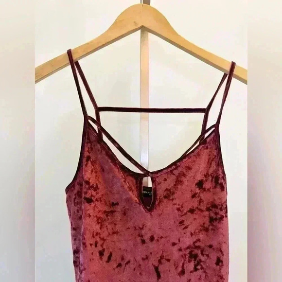 Popular Basics Women's Velvet Slip Dress Red Midi Vintage Y2K Scoop Neck M - Picture 4 of 7
